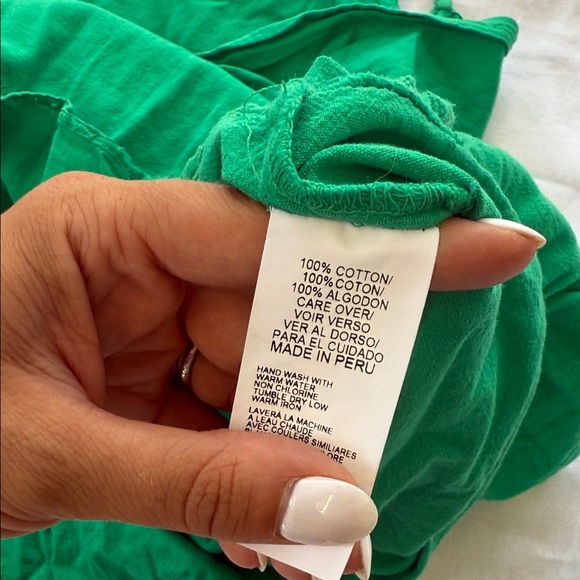 Blanco by Nature 100% Cotton Green Spaghetti Strap Dress - Picture 4 of 4